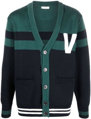 V-logo knitted cardigan