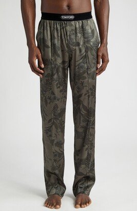 Floral Print Stretch Silk Pajama Pants