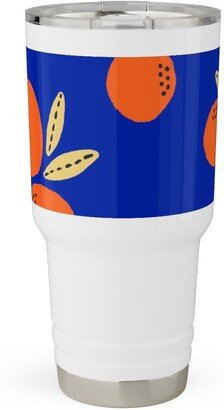 Travel Mugs: Clemantine - Blue Travel Tumbler, 30Oz, Blue