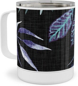 Travel Mugs: Phantasmagorial Jungle Stainless Steel Mug, 10Oz, Black