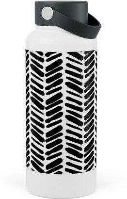 Photo Water Bottles: Brushstroke Chevrons Stainless Steel Wide Mouth Water Bottle, 30Oz, Wide Mouth, Black