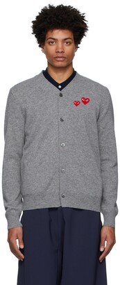 Grey Wool Double Heart Cardigan