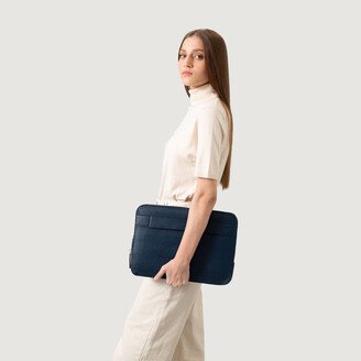 TruCarry The Baxter Midnight Blue Leather Laptop Sleeve