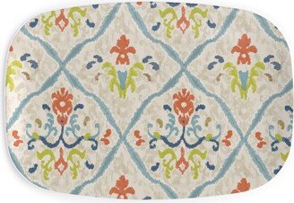 Serving Platters: Manor Ikat Damask - Multi Serving Platter, Multicolor