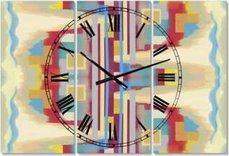 Designart Abstract Ii Single Large Mid-Century 3 Panels Wall Clock - 23 x 23 x 1