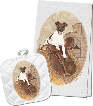 Fox Terrier Smooth Kitchen Dish Towel & Pot Holder Gift Set