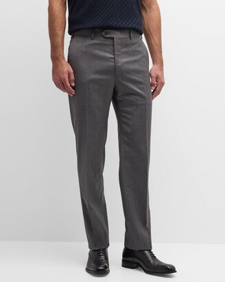 Men's Flat-Front Wool Pants-AA