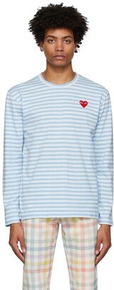 Blue & White Striped Heart Patch Long Sleeve T-Shirt