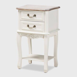 Amalie 2 Drawer Wood Nightstand White/Oak