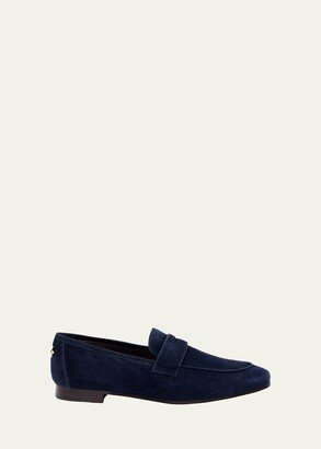 Suede Slip-On Penny Loafer, Navy