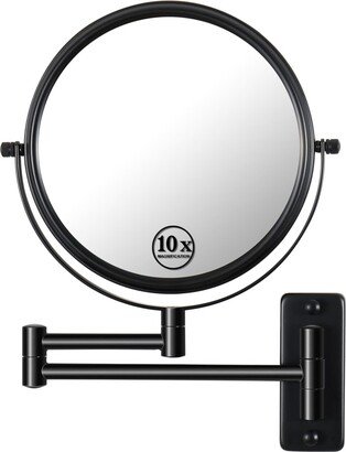 Simplie Fun 8-inch Wall Mounted Makeup Vanity Mirror, 1X / 10X Magnification Mirror, 360Â° Swivel with Extension Arm (Black)