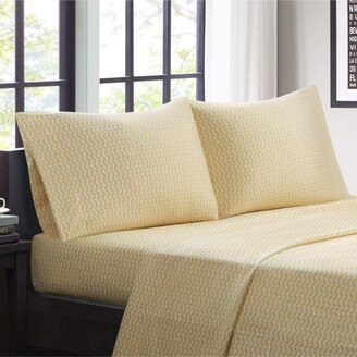 Gracie Mills Chevron Microfiber Sheet Set, Full, Yellow