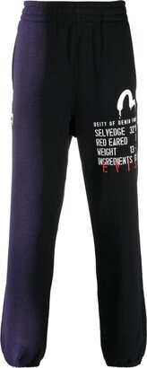 Two-Tone Slogan-Print Cotton Track Pants