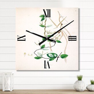 Designart 'Vintage London Plants IV' Farmhouse Metal Wall Clock