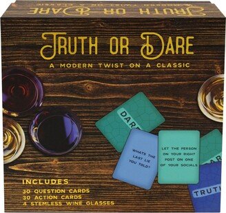 Tmd Holdings Home Lounge Game Kit with 4 Stemless Wine Glasses, 30 Question Cards and 30 Action Cards, 22 oz, 650ml