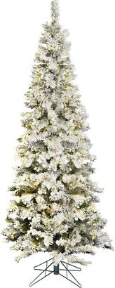 9.5 ft Flocked Pacific Artificial Christmas Tree With 600 Warm White Led Lights