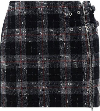 Checked Zip Detailed Mini Skirt