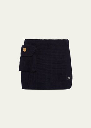 Flap Pocket Wool Mini Skirt