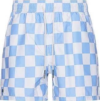 Blue Chess Swim Shorts in Baby Blue