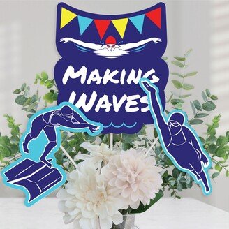 Big Dot Of Happiness Making Waves - Swim Team - Birthday Centerpiece Sticks - Table Toppers-Set of 15