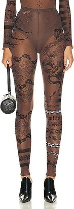 X KNWLS Trompe Loeil Tatoo Printed Legging in Brown