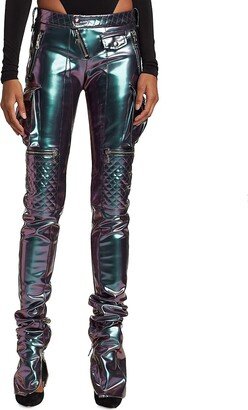 Iridescent Moto Skinny Pants