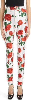 Rose Print Jersey Skinny Pants