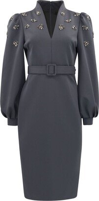 Scuba belted midi dress