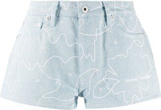 Puzzle denim shorts