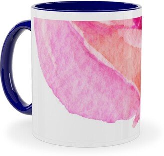 Mugs: Spring Peonies, Roses, And Poppies - Pink Ceramic Mug, Blue, 11Oz, Pink