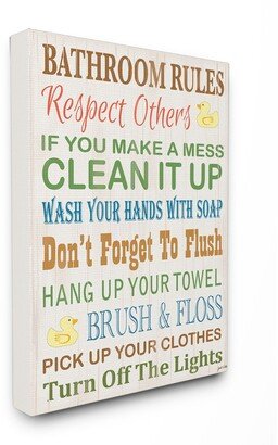 Home Decor Bathroom Rules Typography Rubber Ducky Bathroom Canvas Wall Art, 24 x 30