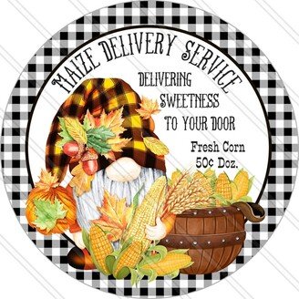 Corn Maise Sign - Maize Gnome Fall Autumn Wreath Metal