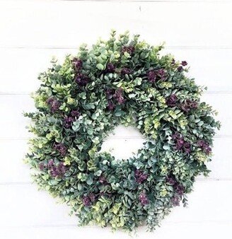 Front Door Wreath-Fall Wreath-Wreaths-Modern Farmhouse-Cottagecore-Greenery Wreath-Boho Home Décor-Frosted Eucalyptus Wreath-Outdoor Wreath