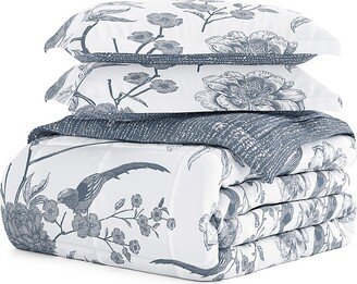 Linens & Hutch 3-Piece Botanical Print Reversible Comforter Set