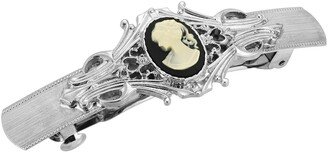 Women's Silver-Tone Cameo Oval Bar Barrette