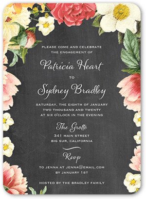 Engagement Party Invitations: Floral Dreams Engagement Party Invitation, Grey, 5X7, Matte, Signature Smooth Cardstock, Rounded