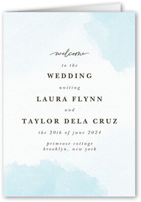 Wedding Program Cards: Soft Blush Wedding Program, Blue, 5X7, Matte, Folded Smooth Cardstock, Square