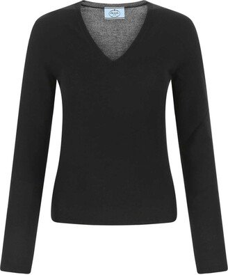 Fine-Knit V-Neck Sweater