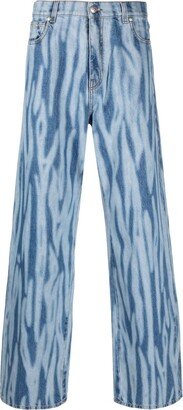 Abstract-Print Wide-Leg Jeans