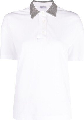 Stud-Embellished Cotton Polo Shirt