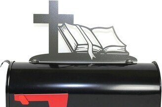 Cross & Bible Metal Powder Coated Mailbox Topper 8 Inches Tall - Does Not Include A