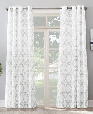 Ria Trellis Print Indoor, Outdoor Uv Protectant Room Darkening Grommet Single Curtain Panel, 54 x 108