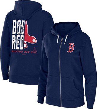 Women's Wear by Erin Andrews Navy Boston Red Sox Sponge Fleece Full-Zip Hoodie