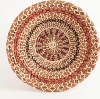 Mosaic Neta Bowl Basket With Intricate Handwoven Red & Green Details