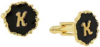 Jewelry 14K Gold-Plated Enamel Initial K Cufflinks