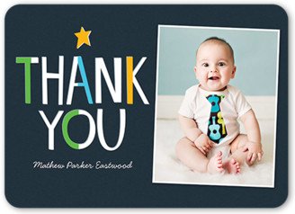 Thank You Cards: Just For You Thank You Card, Black, Standard Smooth Cardstock, Rounded