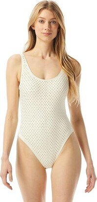 Glam Deco Scoop Neck One-Piece (Bone) Women's Swimsuits One Piece