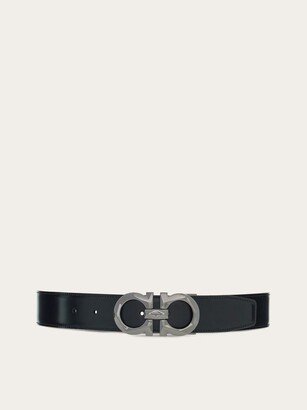 Man Reversible and adjustable Gancini belt Black/Lapis lazuli