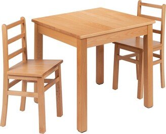 Emma and Oliver Kids Natural Solid Wood Table and Chair Set for Classroom, Playroom, Kitchen