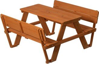 Wooden Kids Picnic Table Bench with Backrest, Outdoor Children's Backyard Table, Crafting, Dining, and Playtime Patio Table